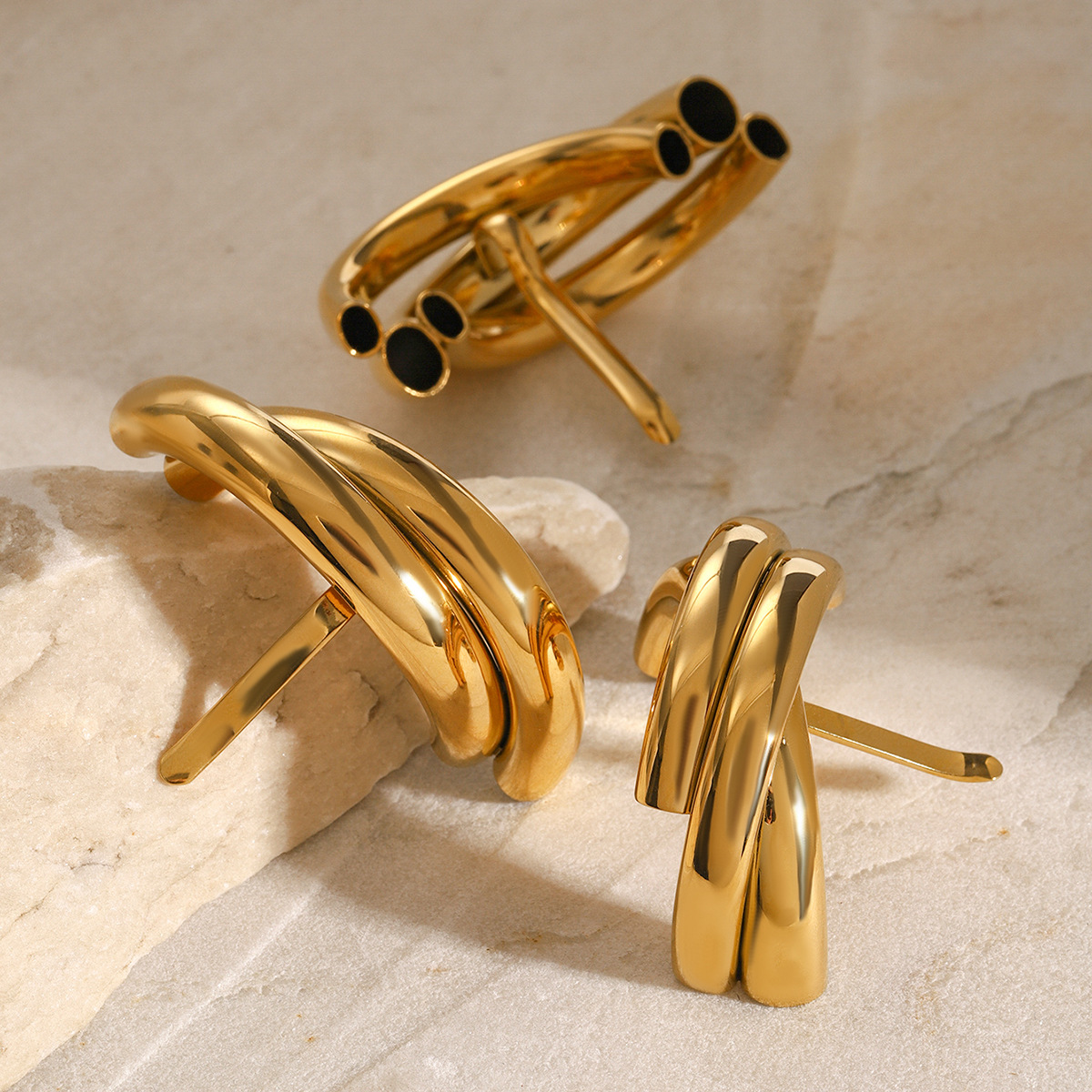 1 Piece Simple Series ins style Geometric Stainless Steel 18K Gold Plated Women's Hair Clips h5 